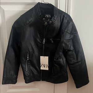 Zara Black Faux Leather Biker Jacket for Kids